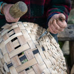 Owen Jones making an oak swill at Hatfield Living Crafts fair 2017